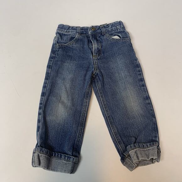 Rocawear Jeans Boys 2T Toddler Cuffed Embroidered Logo Straight Blue Denim Pants - Picture 2 of 4